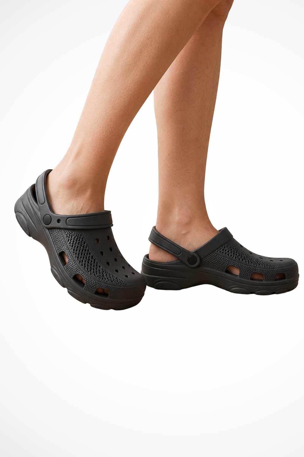 Women's black slip-resistant clogs for all-day comfort. Ideal work footwear for nurses & restaurant staff.