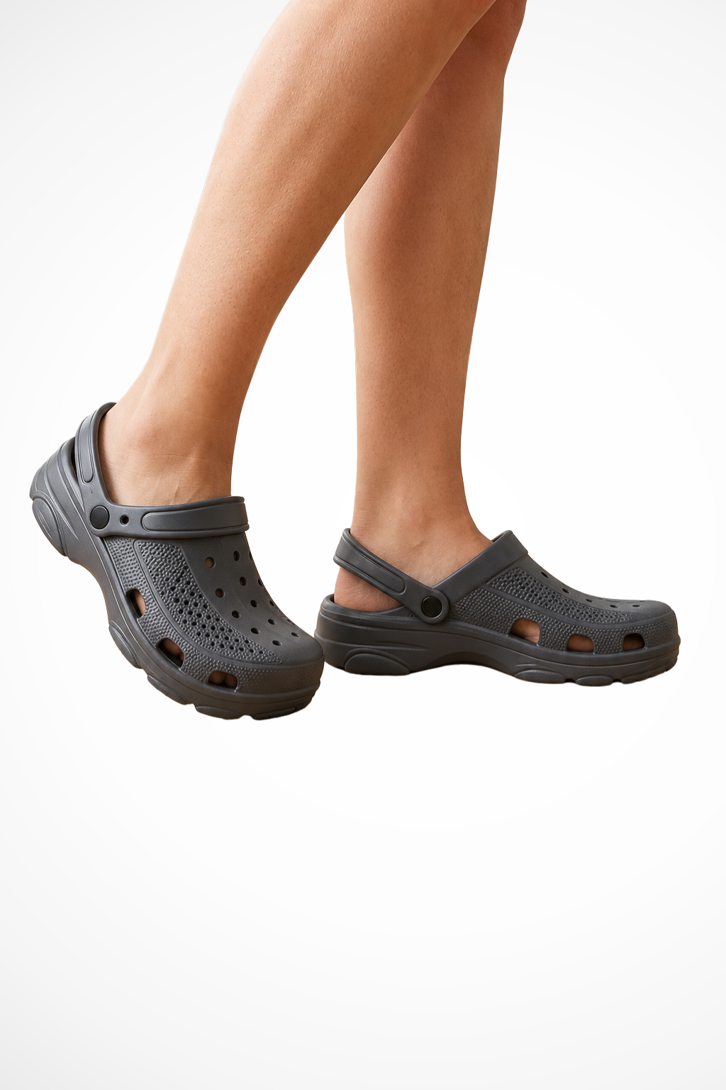 Supportive women's clogs in gray. Comfortable, slip-resistant, and easy-wear for work or casual style.
