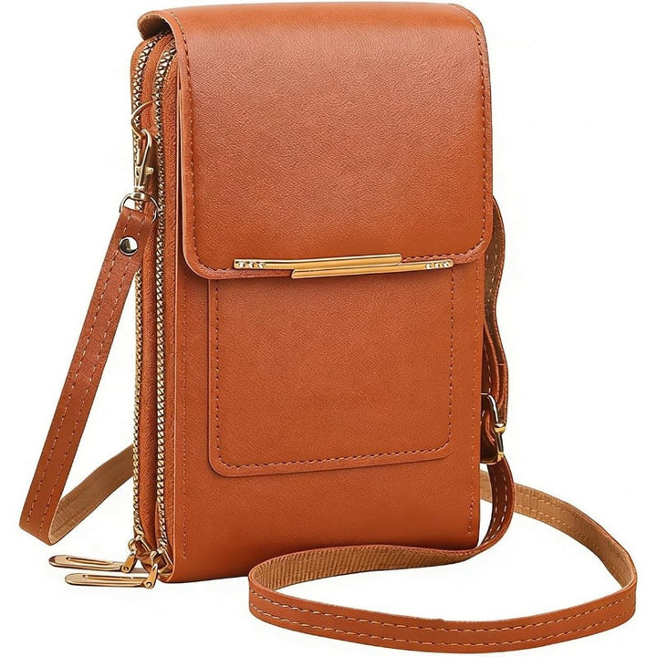 Adjustable strap women's touchscreen phone bag, an RFID crossbody purse for personalized comfort.