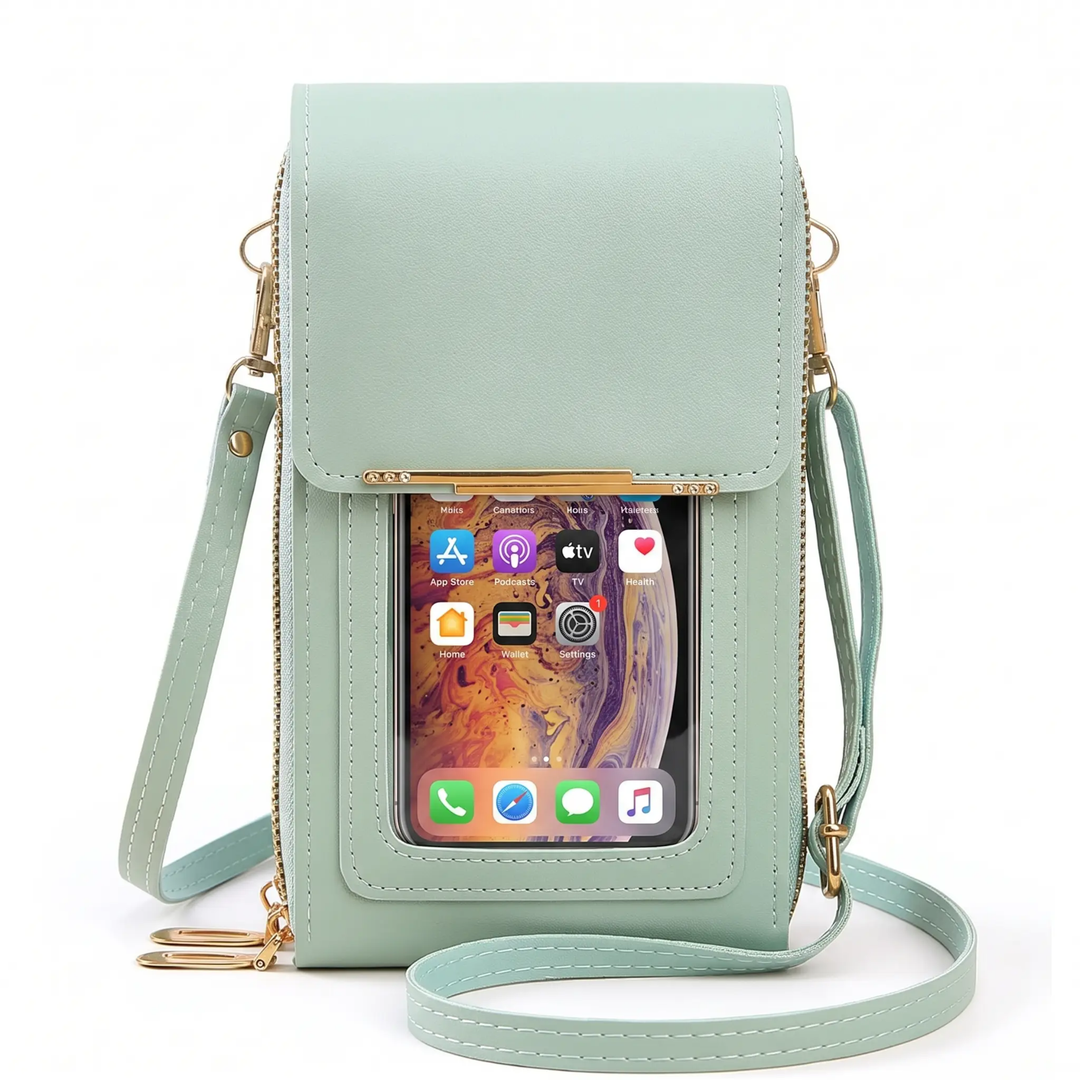 Versatile women's touchscreen crossbody phone bag, RFID protection, suitable for travel or daily use.