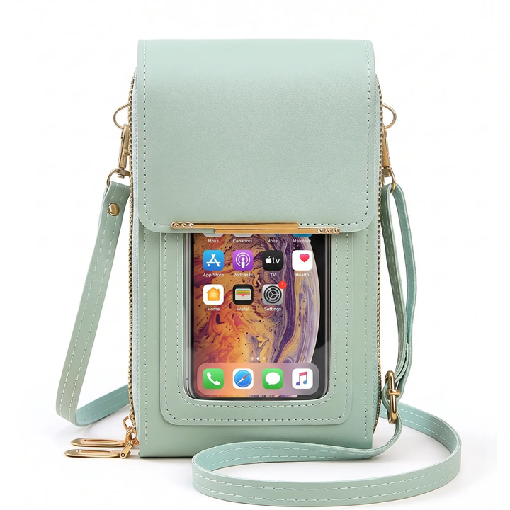 Versatile women's touchscreen crossbody phone bag, RFID protection, suitable for travel or daily use.