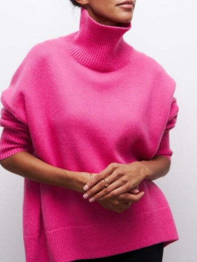 Versatile women's black turtleneck sweater. Cozy, warm & stylish pullover, great for fall & winter fashion.