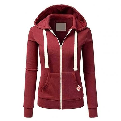 Women's black zip-up fitted hoodie with front kangaroo pocket for casual, comfortable everyday wear.