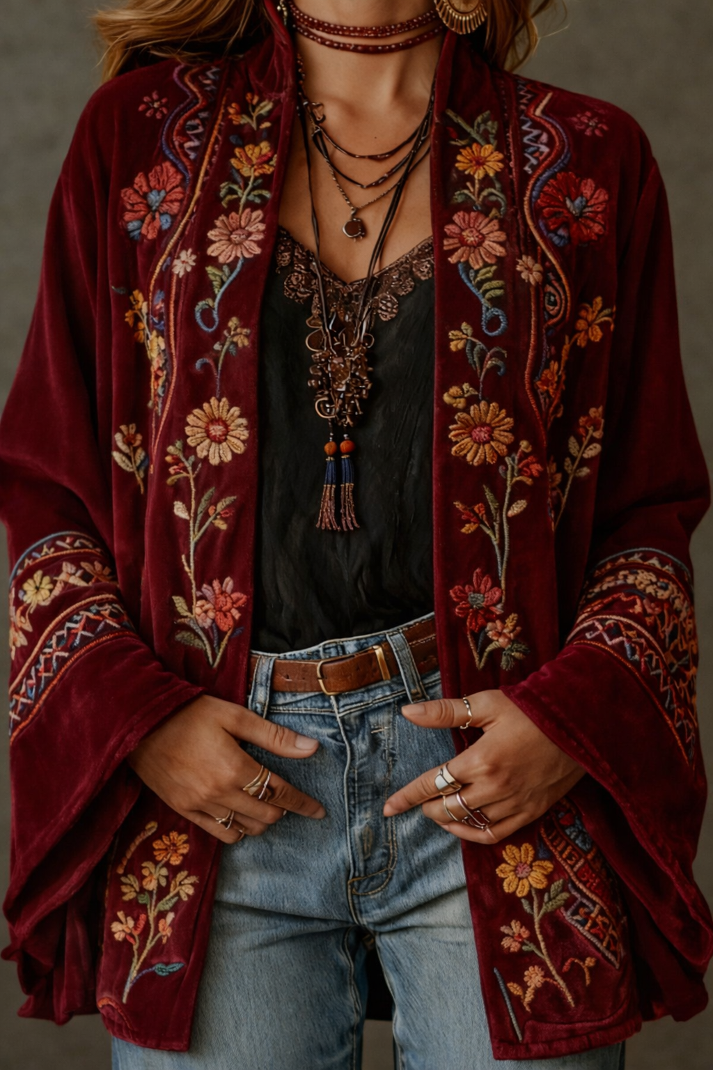 Cozy women's printed bohemian cardigan, very soft, with a unique artistic pattern, perfect for any outfit.