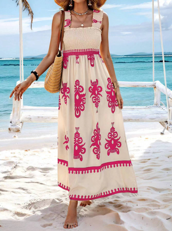 Casual women's long maxi dress with a bohemian flair. Enjoy summer elegance, perfect for daily wear or beach.