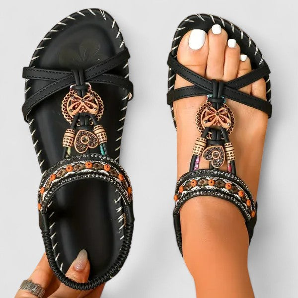 Comfortable women's orthopedic T-strap sandals, perfect for summer walks.