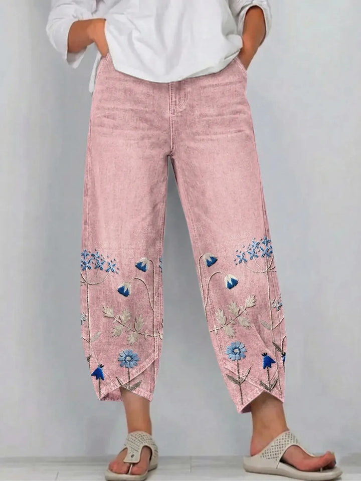 Comfy women's bohemian floral print pants, perfect for a relaxed casual summer style.