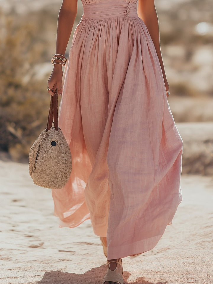 Chic women's boho maxi halter dress. Flowy and comfortable for summer, beach, resort, or everyday elegance.