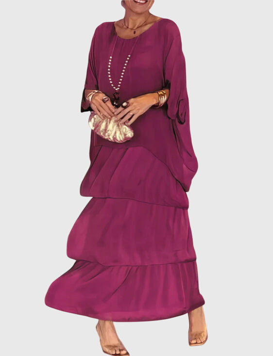 Relaxed fit layered maxi dress, women's bohemian summer essential.
