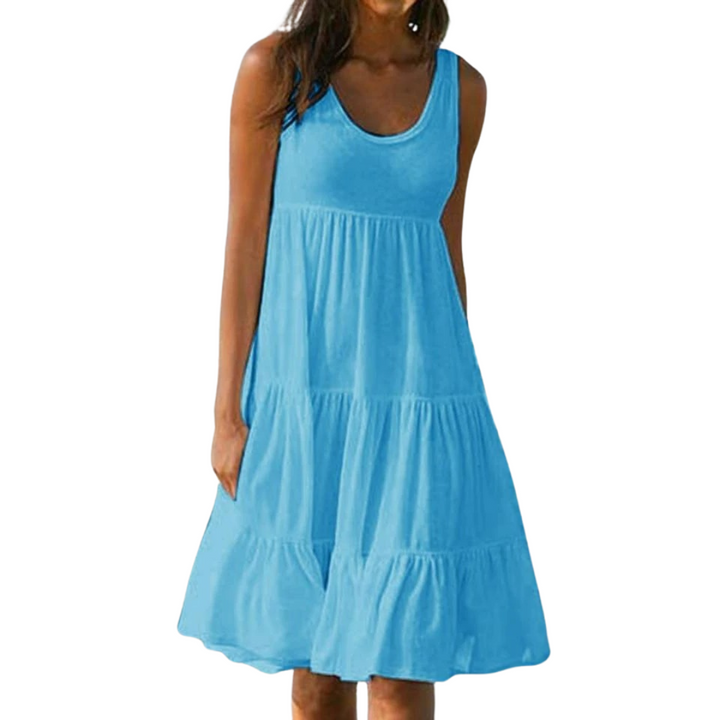 Women's boho sleeveless tiered midi dress, a comfortable and stylish addition to your summer wardrobe.