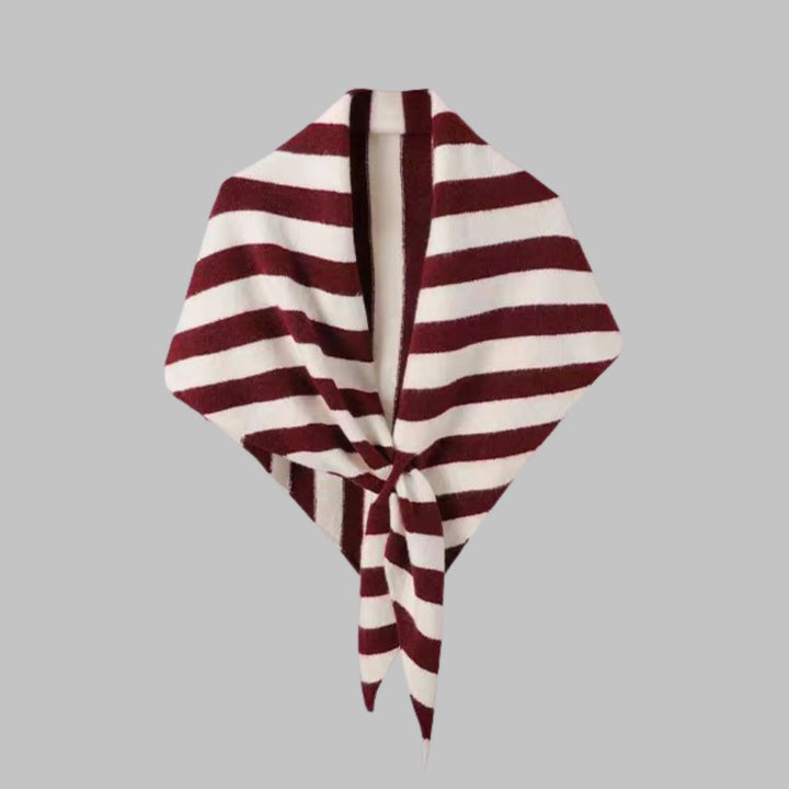 Women's bold striped soft triangle shawl wrap, cozy fashion accessory.