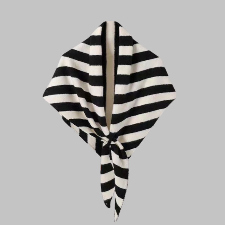 Elegant women's striped triangle wrap, perfect for layering and fashion.
