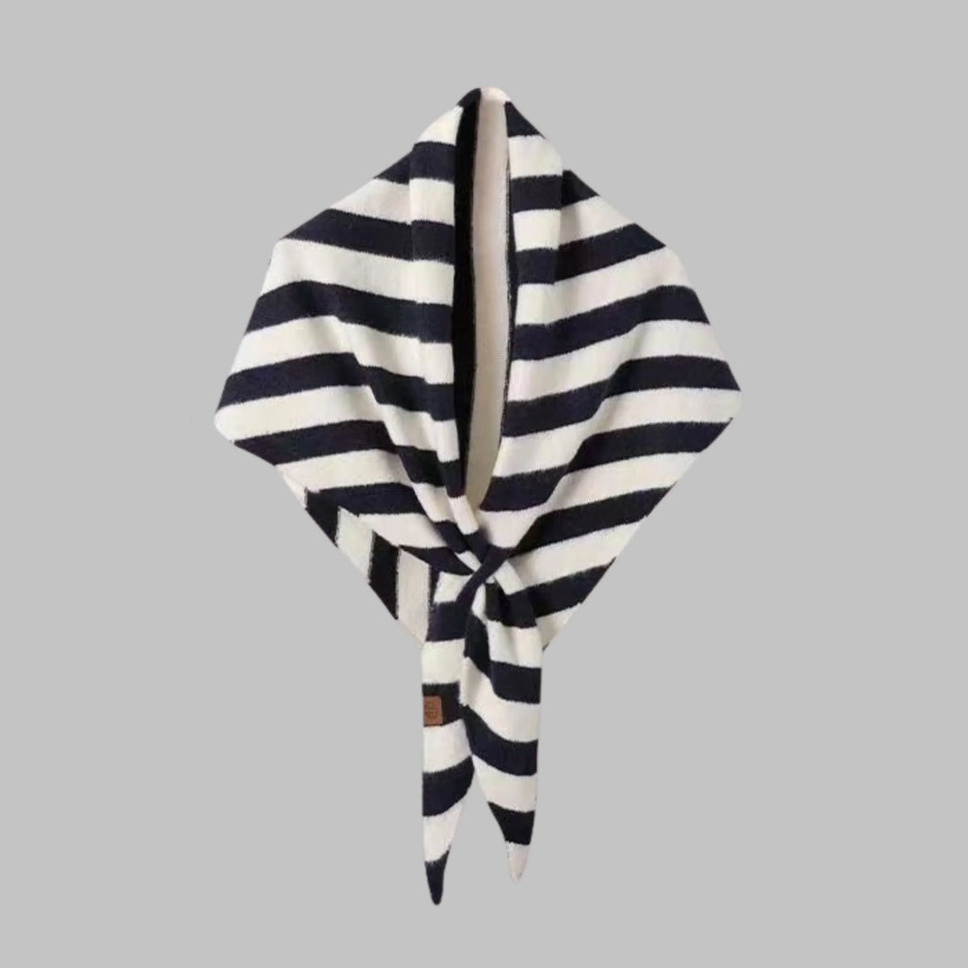 Soft women's striped shawl, a cozy and stylish triangle wrap for all seasons.