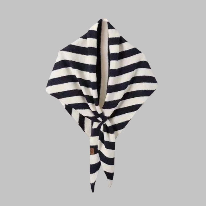 Soft women's striped shawl, a cozy and stylish triangle wrap for all seasons.
