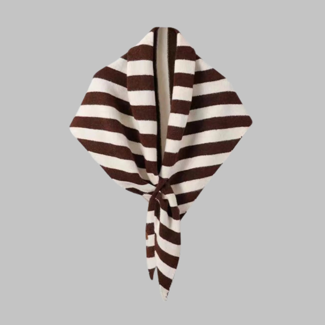 Layering fashion: women's bold striped triangle wrap shawl, an elegant and cozy accessory.