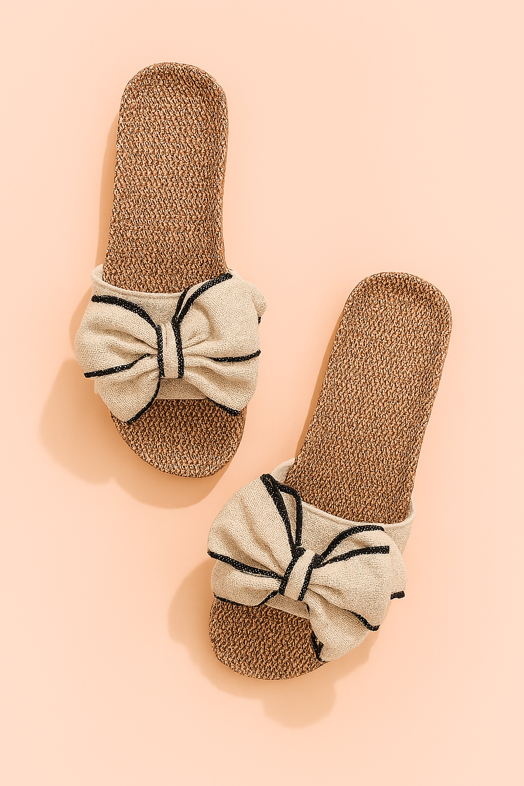 Women's bow accent slide flip-flops, offering summer comfort & stylish casual footwear.