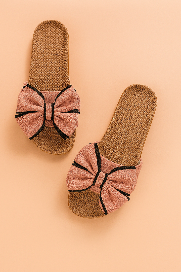 Comfortable women's slide flip-flops with a chic bow accent, perfect for summer and leisure.