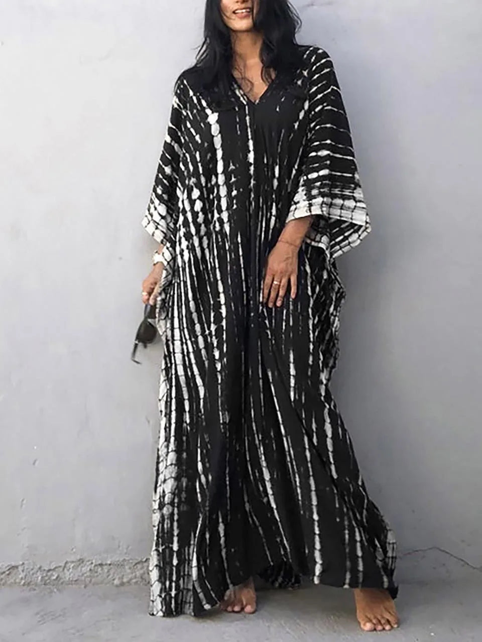 Breezy women's vacation caftan maxi dress, combining style and ultimate comfort.
