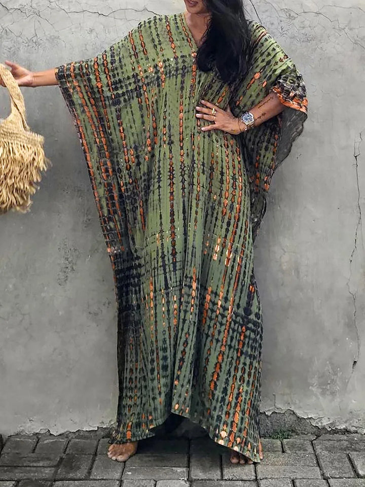 Relaxed fit women's caftan maxi dress, an elegant and comfortable choice for summer.