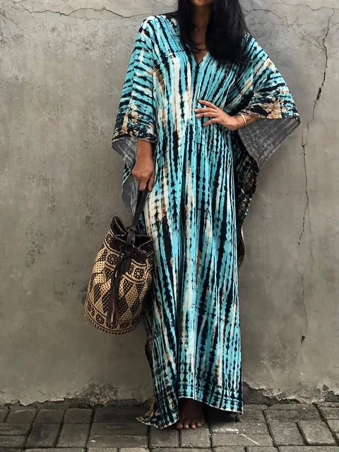 Relaxed fit women's maxi dress, a breezy caftan perfect for beach and vacation.