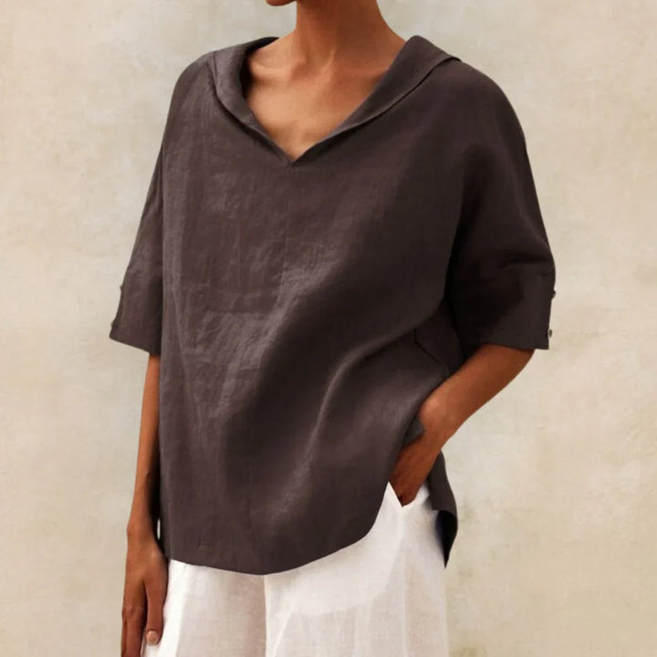 Women's long-sleeve breezy button-up shirt, a chic & relaxed fit for casual spring, summer, & vacation wear.