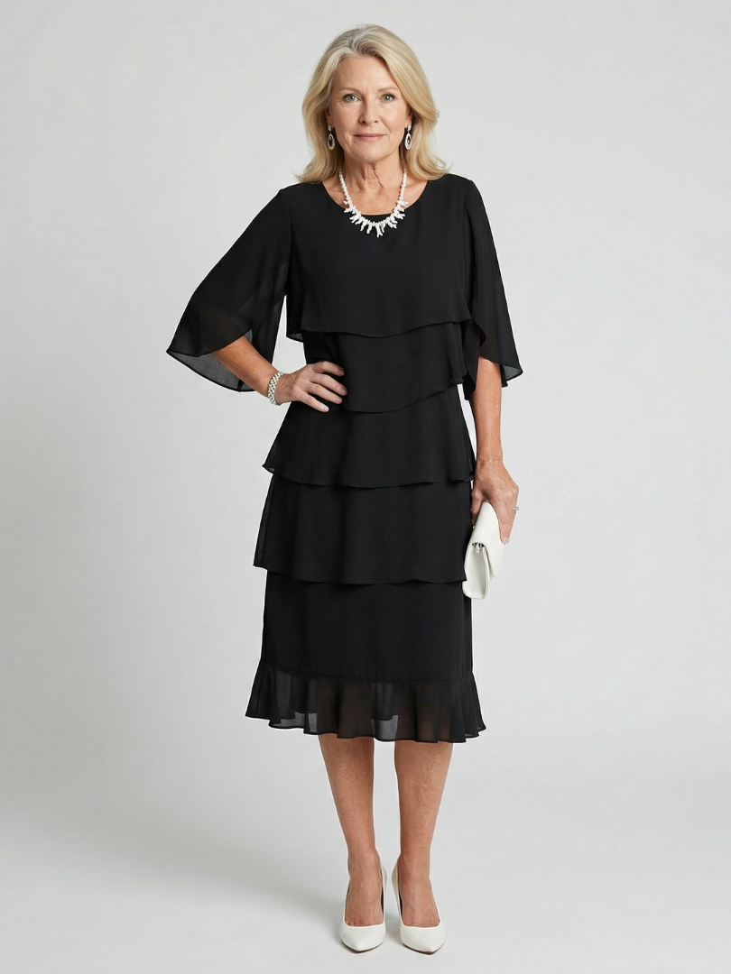 Women's Brent layered tier midi dress in a vibrant blue, perfect for effortless spring & summer style.