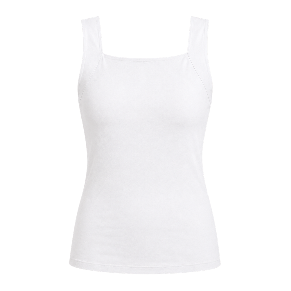 Black women's built-in bra shaper tank top, offering smooth support, comfort & a sleek look.