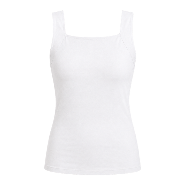 Black women's built-in bra shaper tank top, offering smooth support, comfort & a sleek look.