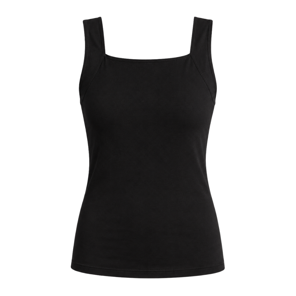 Casual women's shaper tank with built-in bra, great for everyday layering, smoothing & support.
