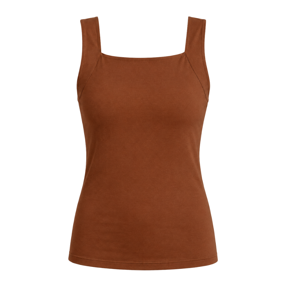 Women's comfortable shaper tank top with built-in bra, offering light support, shaping & comfort.