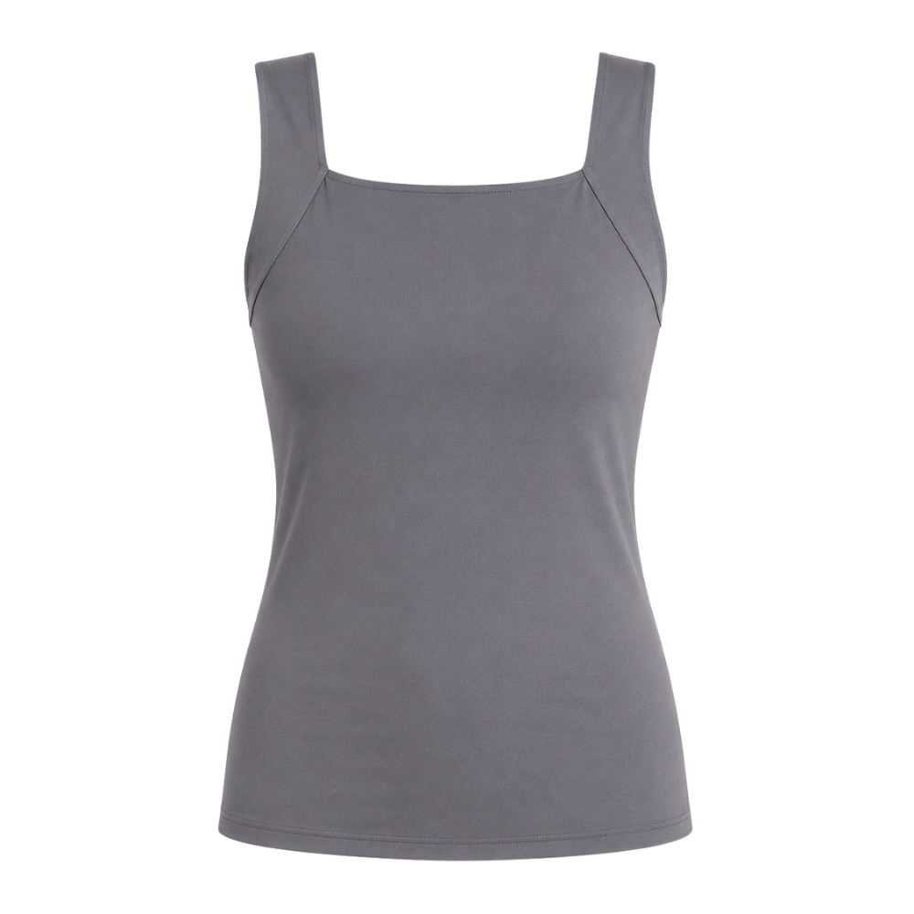 Built-in bra shaper tank for women, engineered for smooth support, wire-free comfort & everyday wear.