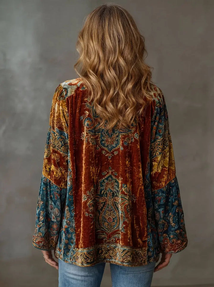 Women's burgundy quilted boho kimono longline outerwear jacket. Perfect vintage-style layering piece for festival fashion.
