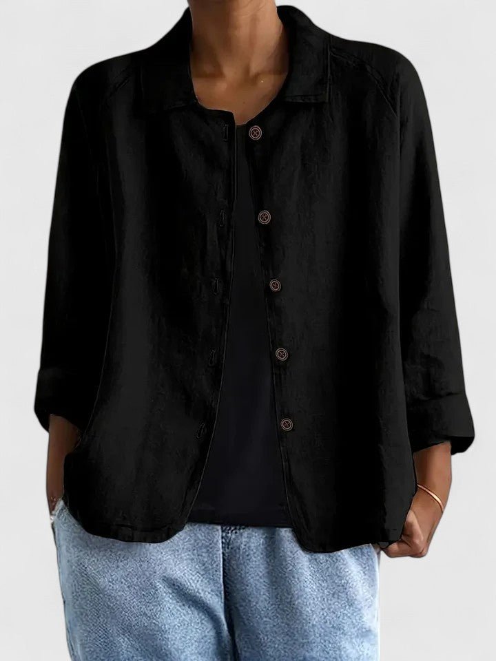 Stylish women's cotton light jacket, featuring a button-front for casual everyday wear.