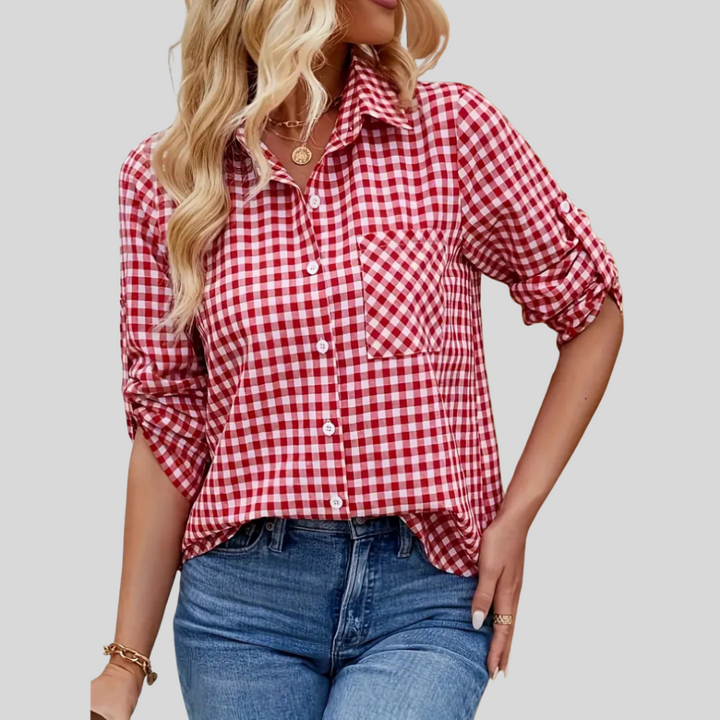 Women's casual button down shirt, relaxed fit, long sleeve, perfect for everyday style & weekend outfits.