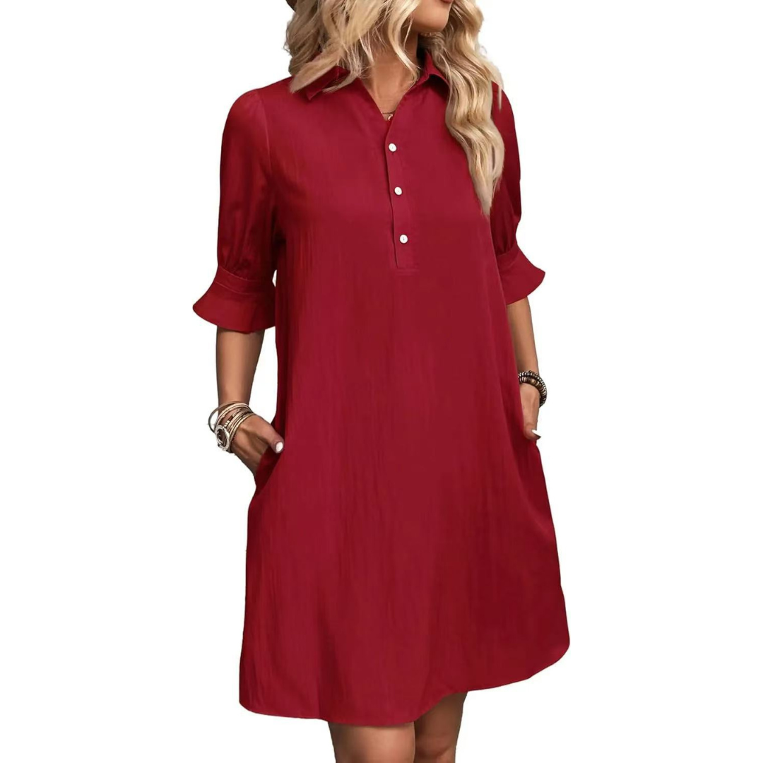 Everyday wear women's casual shirtdress, button-down style for a chic and relaxed summer outfit.