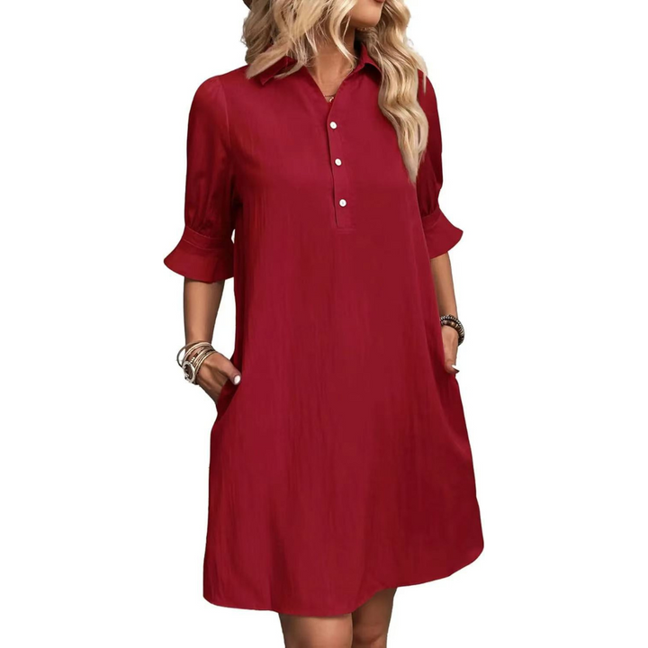 Everyday wear women's casual shirtdress, button-down style for a chic and relaxed summer outfit.