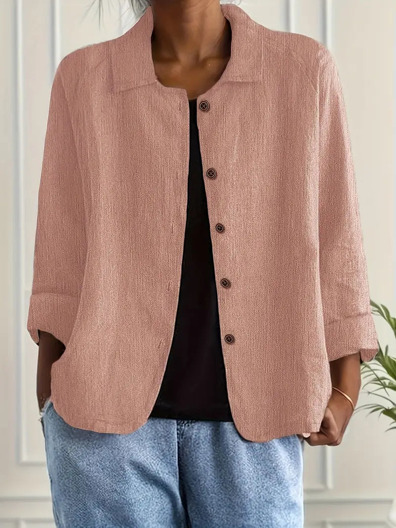 Chic women's lightweight button front jacket, perfect for casual spring & summer layering, everyday wear.