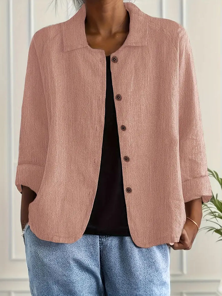 Chic women's lightweight button front jacket, perfect for casual spring & summer layering, everyday wear.