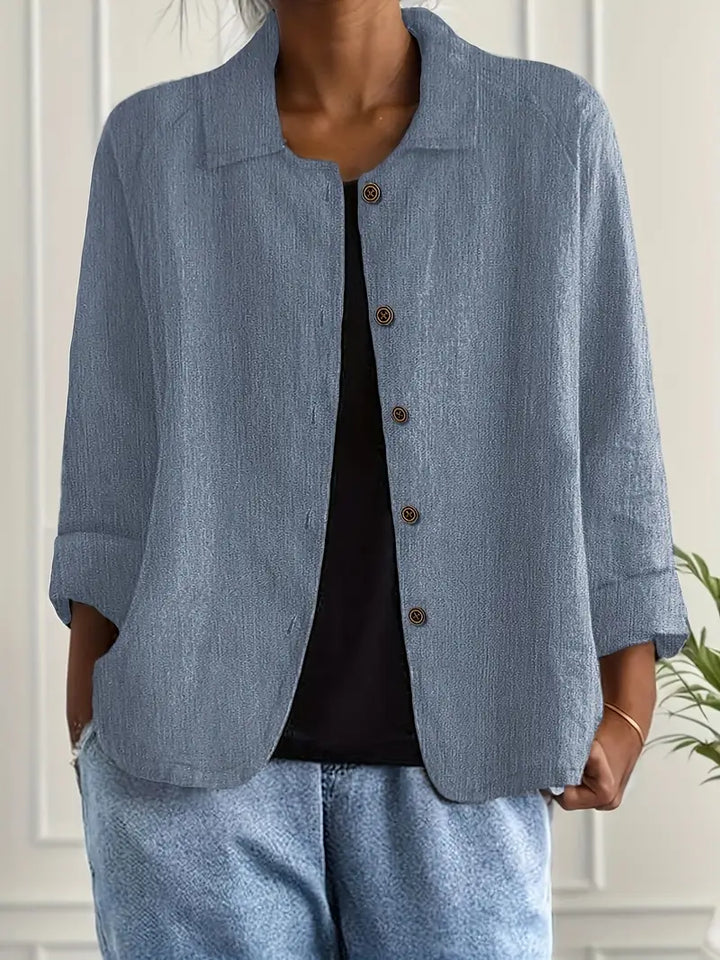 Versatile women's lightweight jacket, button front design, great for casual spring & summer layering outerwear.