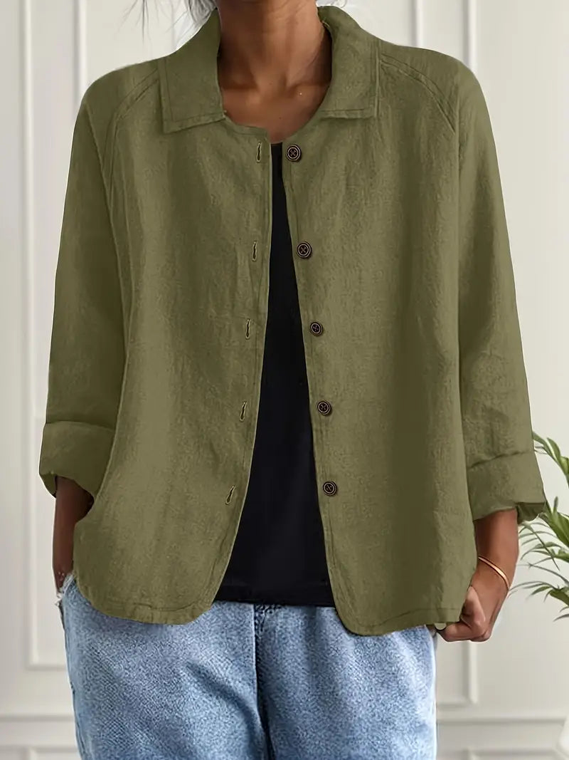 Comfortable women's lightweight casual jacket with button front, ideal for spring & summer relaxed fit.