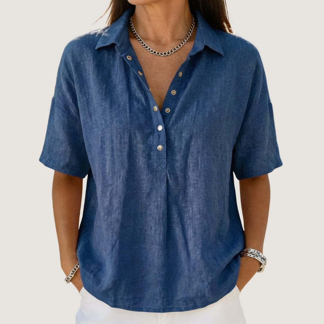 Women's casual button-up collar shirt, perfect for everyday style & versatile fashion.