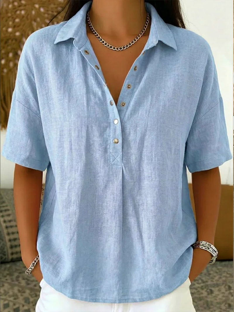 Versatile women's button-up shirt, ideal for spring, summer, and casual everyday fashion.