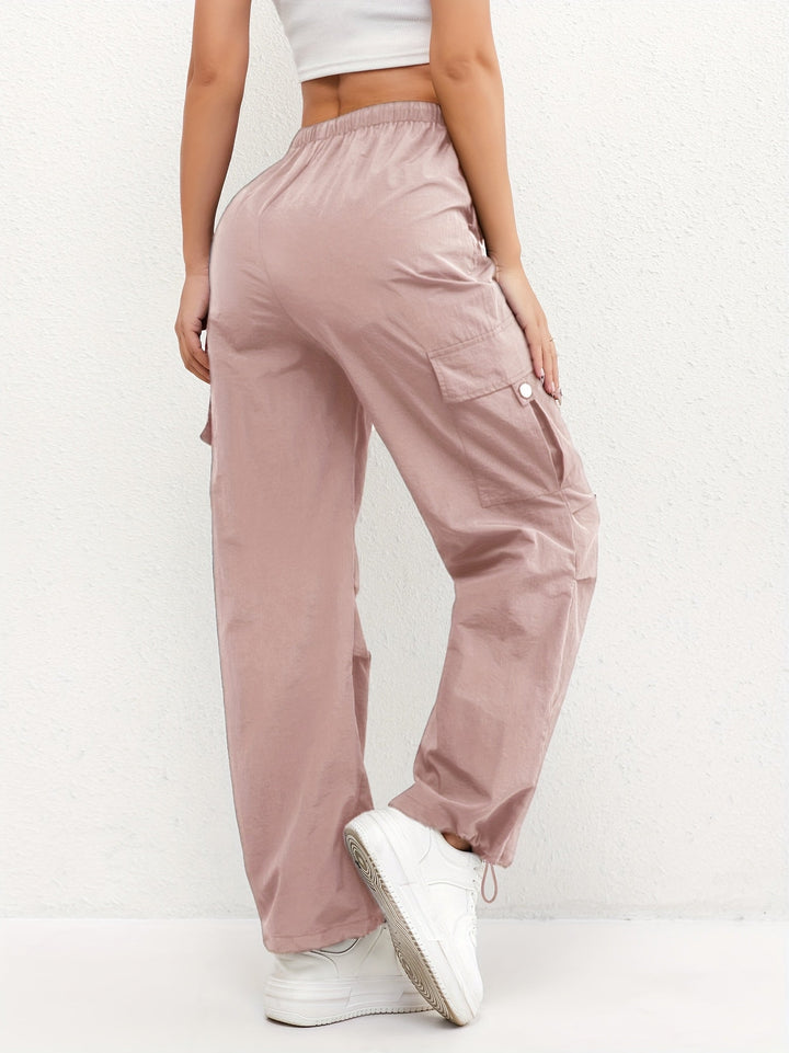 Comfortable women's drawstring cargo pants, perfect for casual summer fashion, travel, or relaxed streetwear.