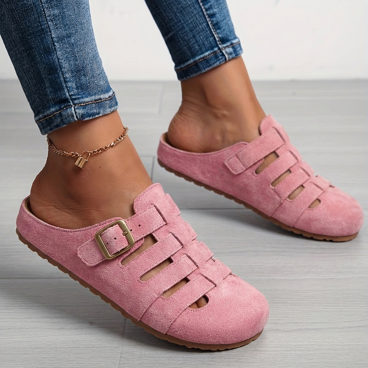 Easy slip-on women's comfort mule sandals, ideal casual open-toe footwear for summer and everyday.