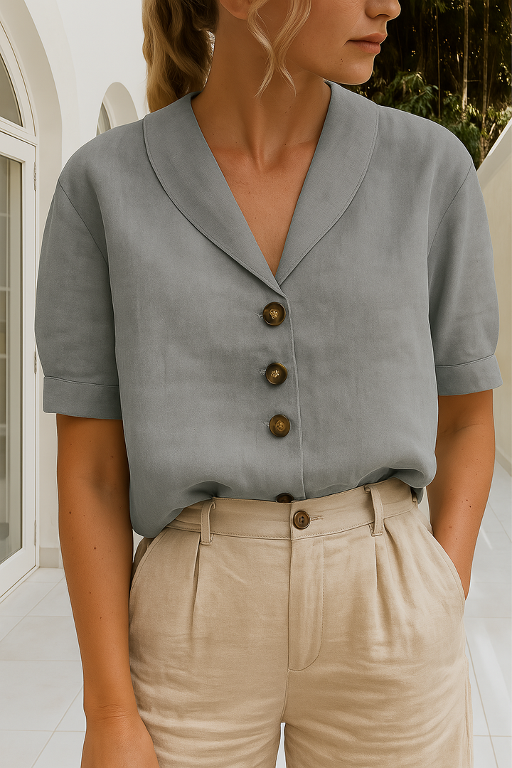 Elegant women's cotton blend shirt, a versatile casual top with timeless style & comfortable relaxed fit.