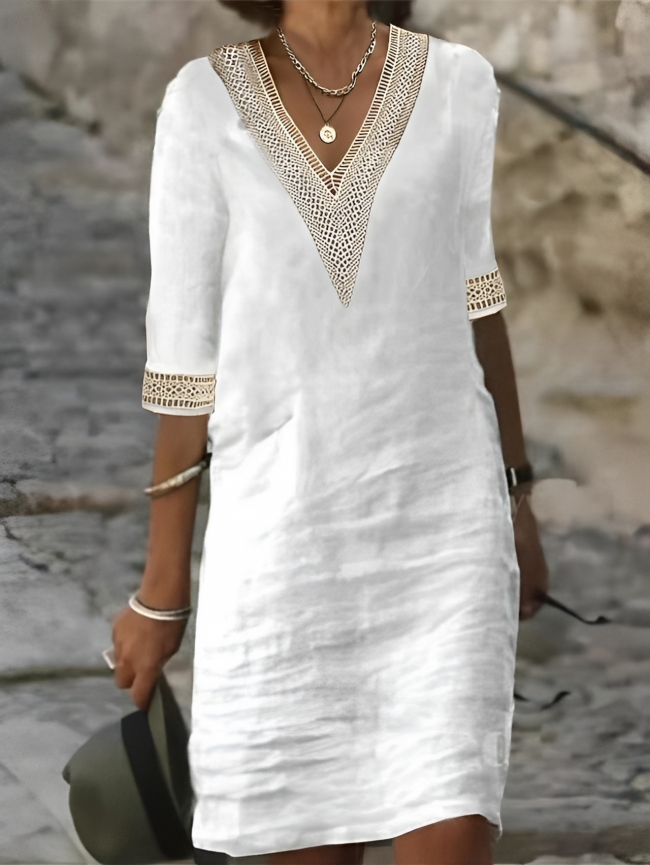 Women's casual everyday dress, comfortable and relaxed fit for versatile spring/summer outfits.
