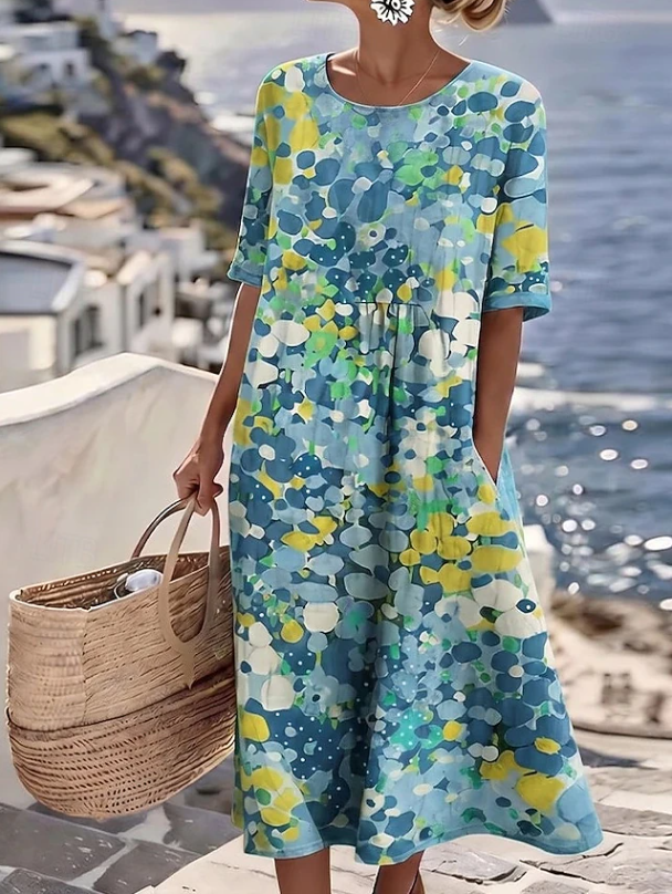 Vibrant floral print boho maxi dress for women, a comfortable and stylish choice for summer casual wear.