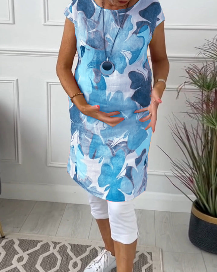 Printed floral summer dress for women, comfortable, versatile for spring and summer.