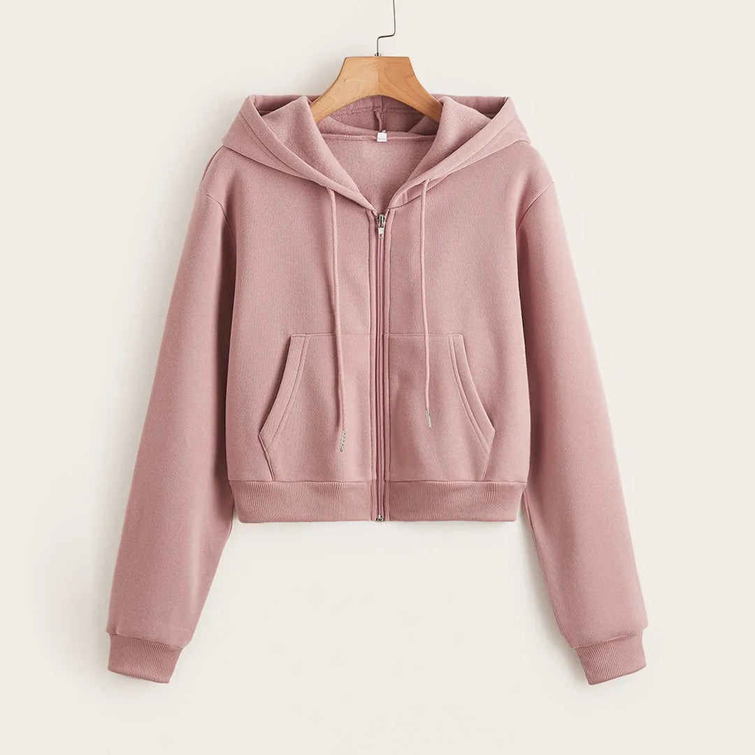 Women's casual hooded crop top, perfect for everyday trendy fashion and modern style.