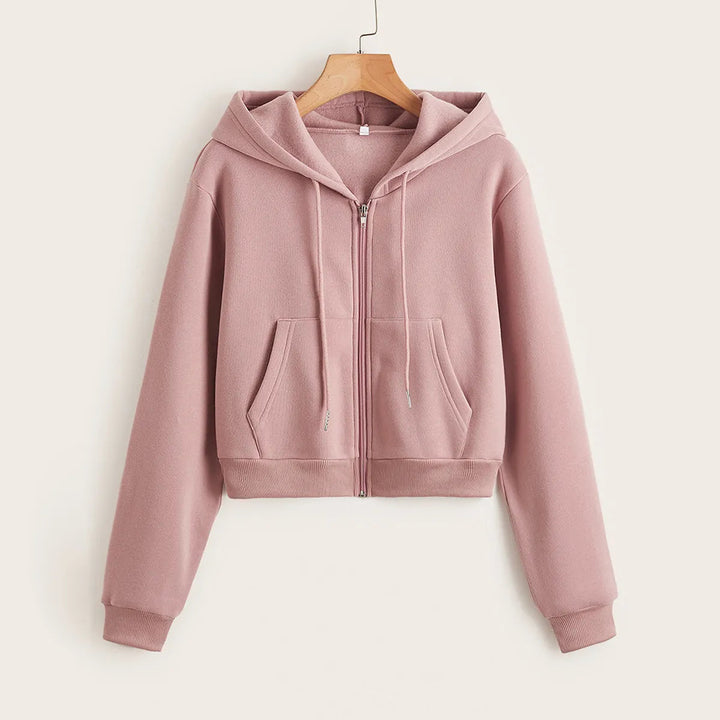 Women's casual hooded crop top, perfect for everyday trendy fashion and modern style.